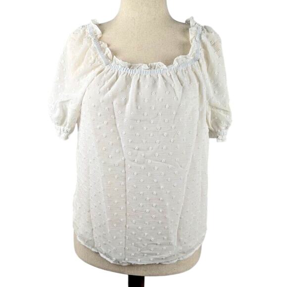 CeCe Women's Square Neck Blouse Soft Ecru Size S - Picture 1 of 5